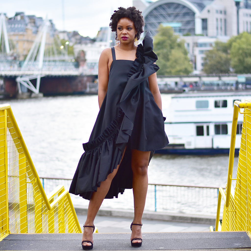 Kimi 1 Shoulder Ruffle Detail Midi