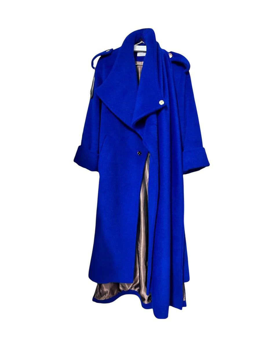 Long Oversized Fur Blue Coat