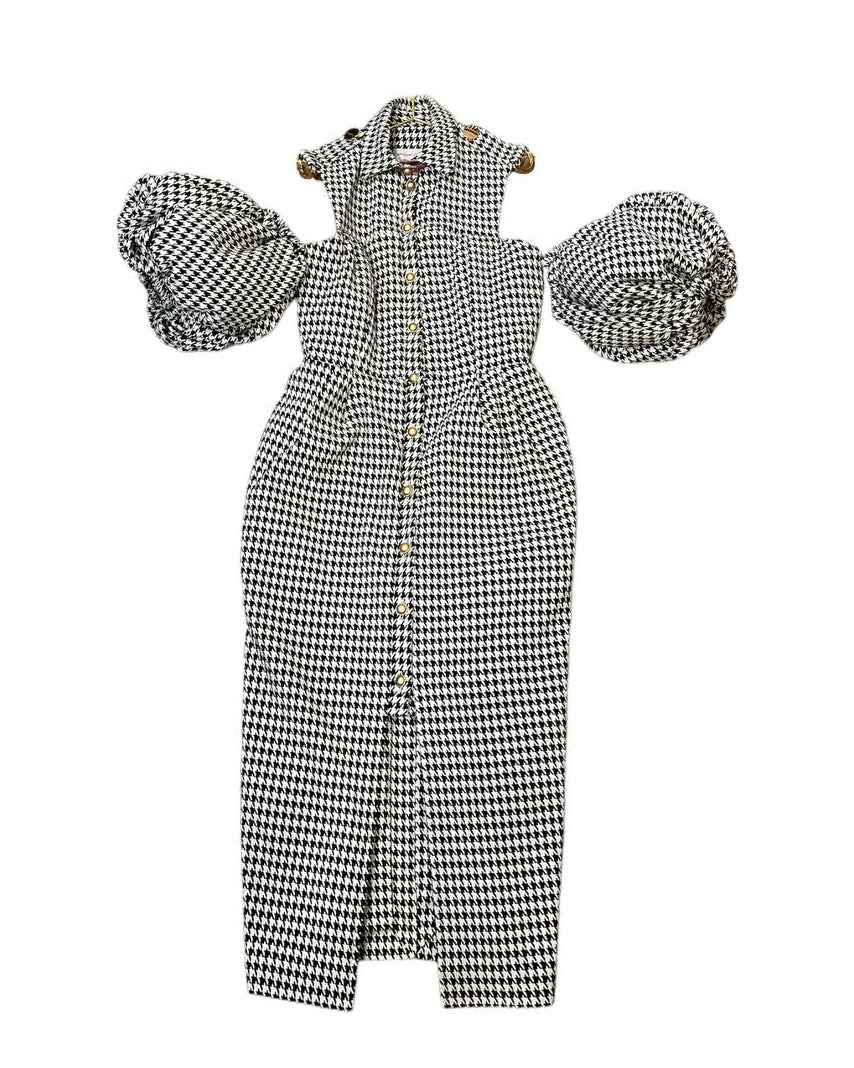 Diana tulip dress herringbone