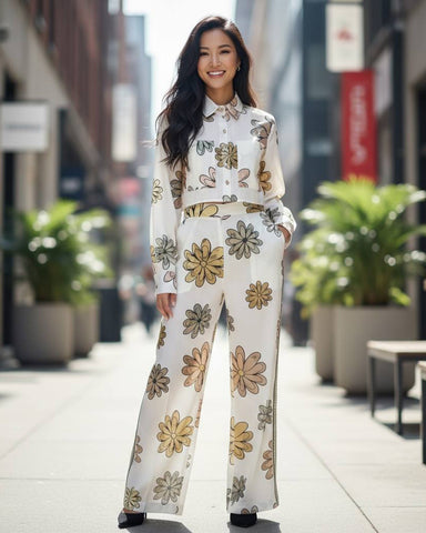 Sheer Floral Trouser Set