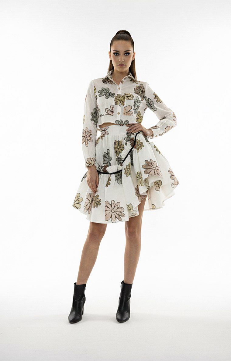 Sheer Floral Skirt Set
