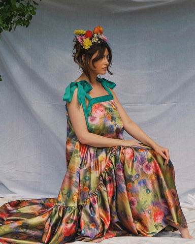 Flower Bomb Maxi Dress Teal