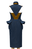 Diana denim and leather shirt midi