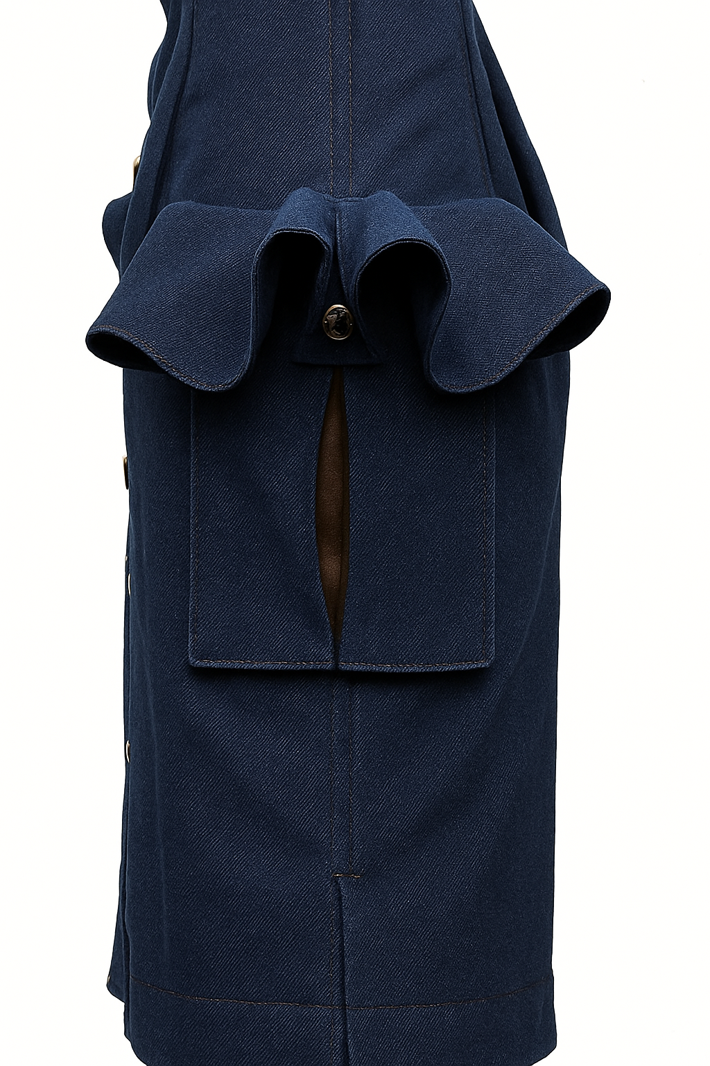 Diana denim and leather shirt midi