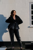 Lurex navy branded trousers