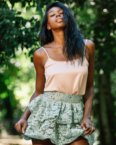 Lace bubble hem skirt