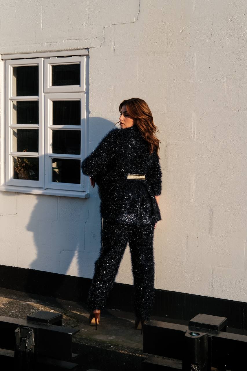 Lurex navy cardigan