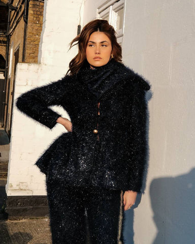 Lurex navy cardigan