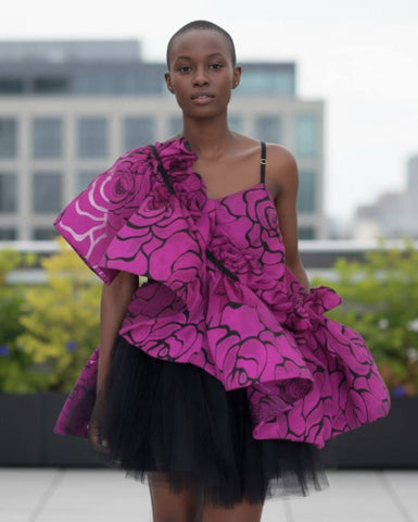 Rose ruffled mini