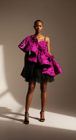 Rose ruffled mini