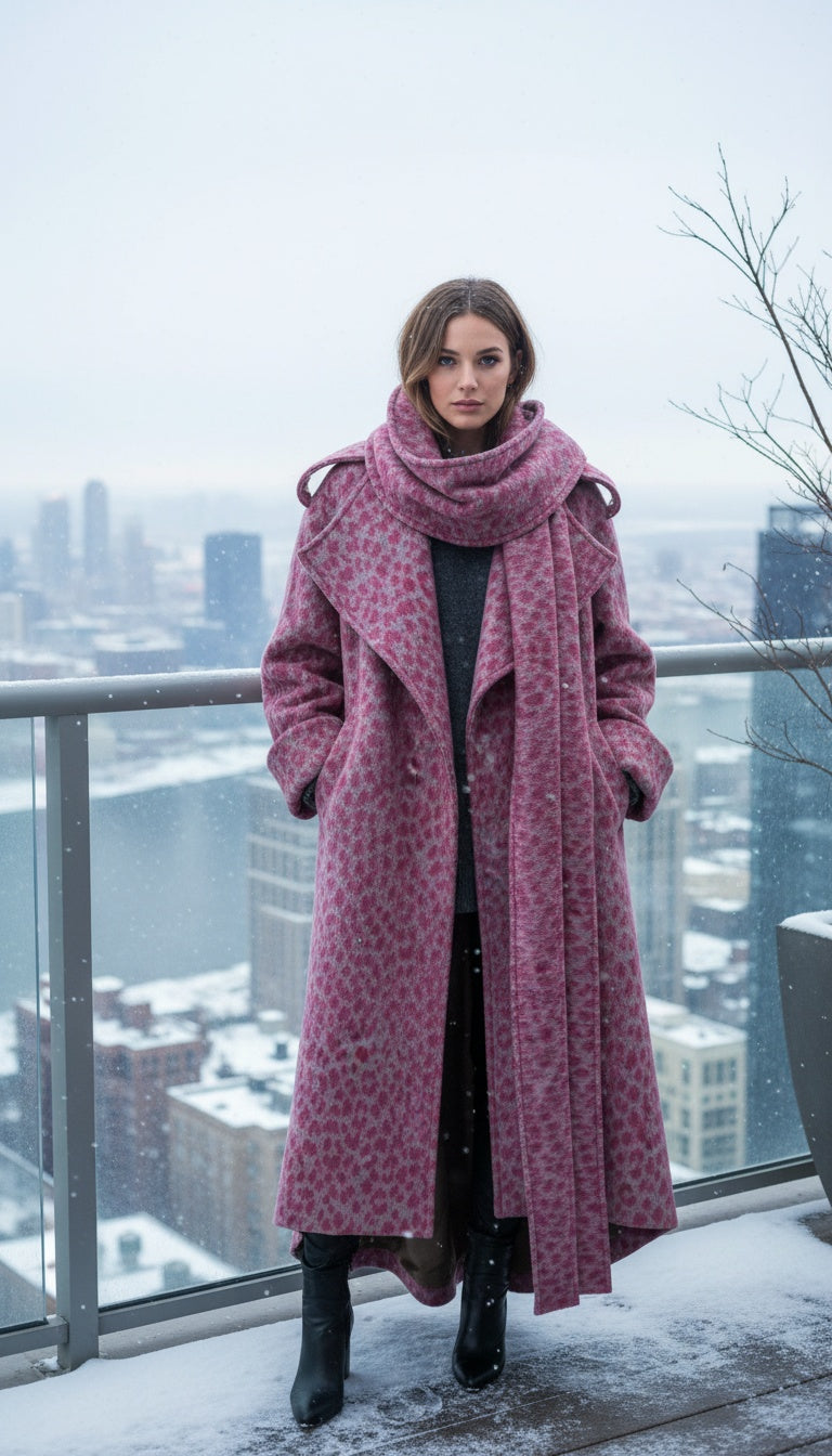 Long Oversized Animal Print Coat