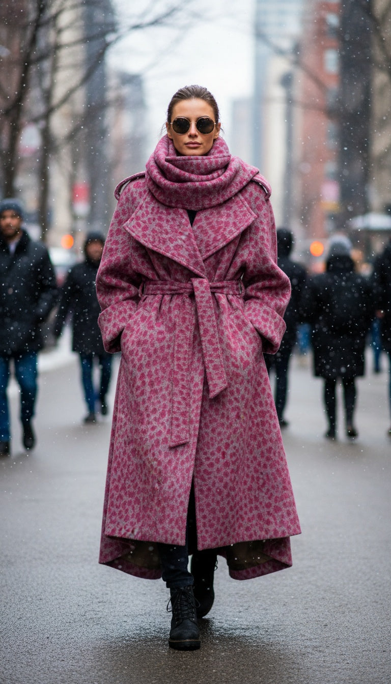 Long Oversized Animal Print Coat
