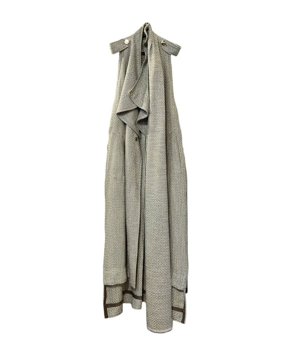 Lightweight Oversized loose weave tweed Sleeveless Coat