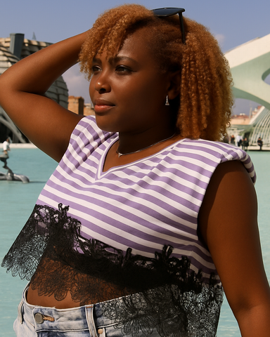 Lace trim T-shirt