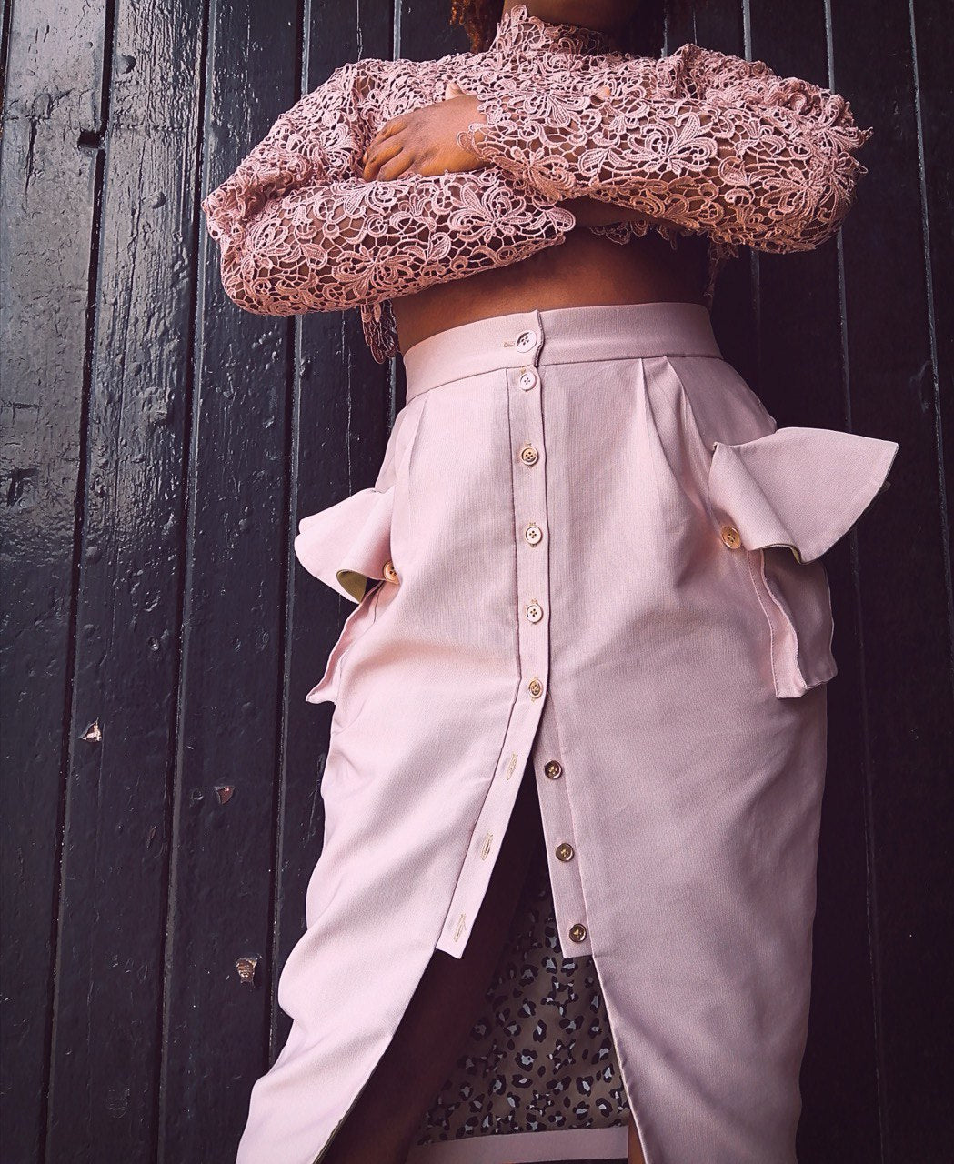Midi military skirt