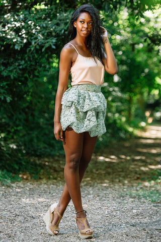 Lace bubble hem skirt