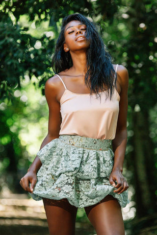 Lace bubble hem skirt