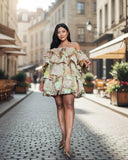 Cloud floral elasticated Silk Set