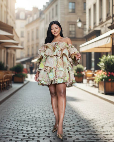 Cloud floral elasticated Silk Set