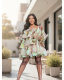 Cloud floral elasticated Silk Set
