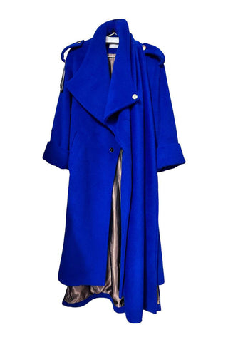 Long Oversized Fur Blue Coat