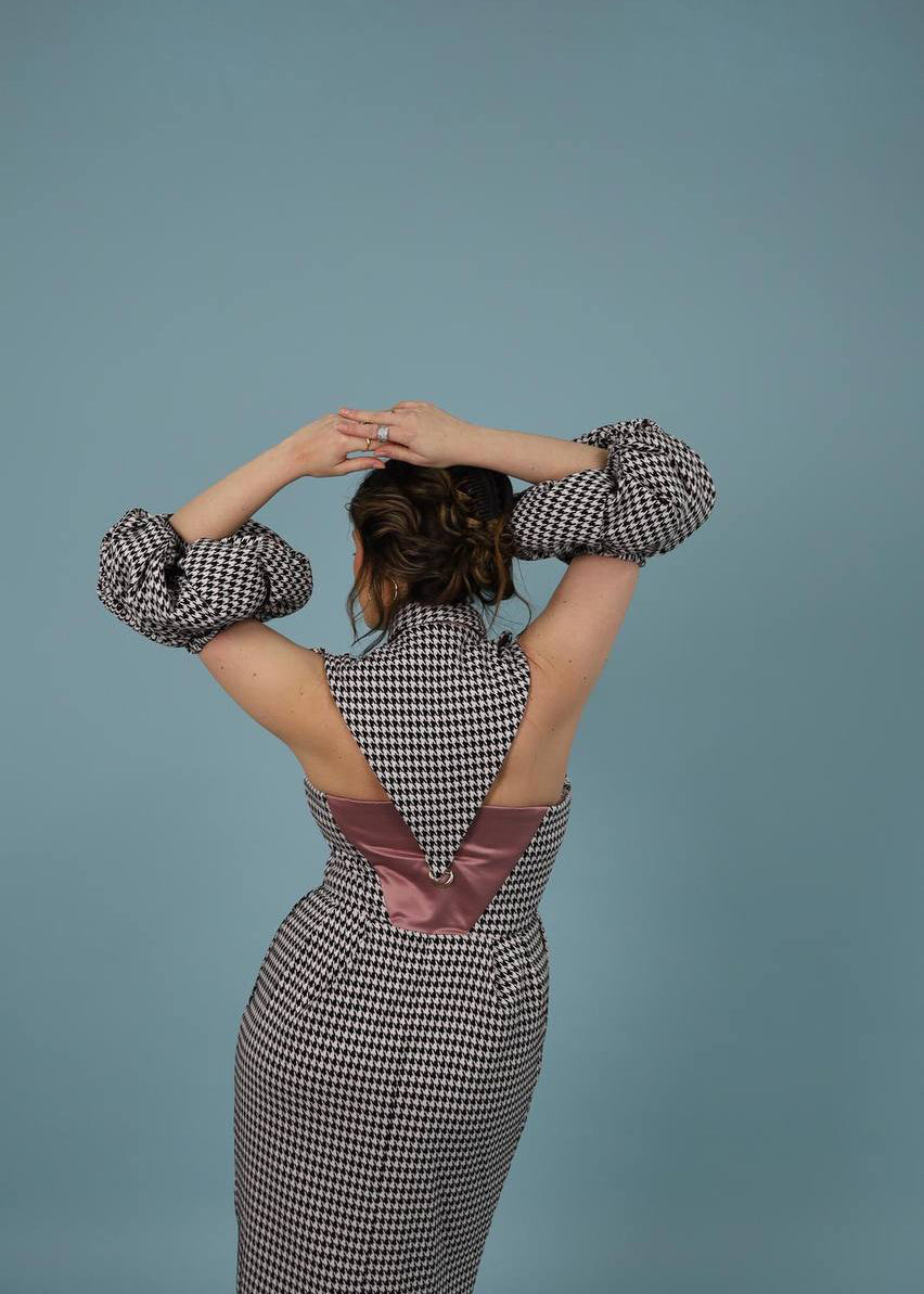 Diana tulip dress herringbone