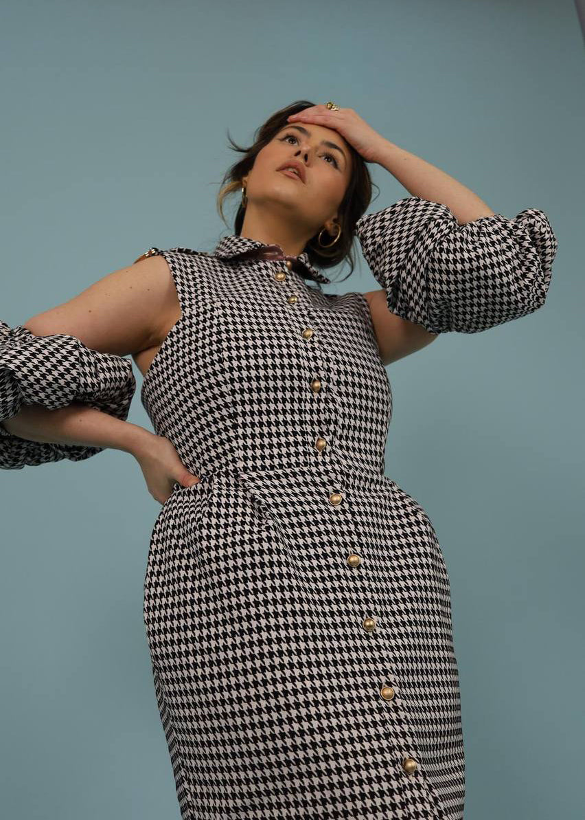 Diana tulip dress herringbone