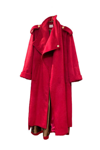 Long Oversized Fur Textured Fushia Pink Coat