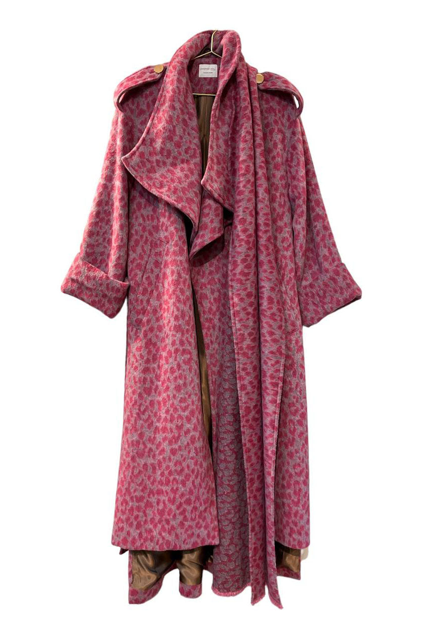 Long Oversized Animal Print Coat