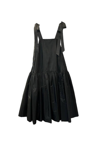 Dao Midi Black Taffeta Dress with Ribbon