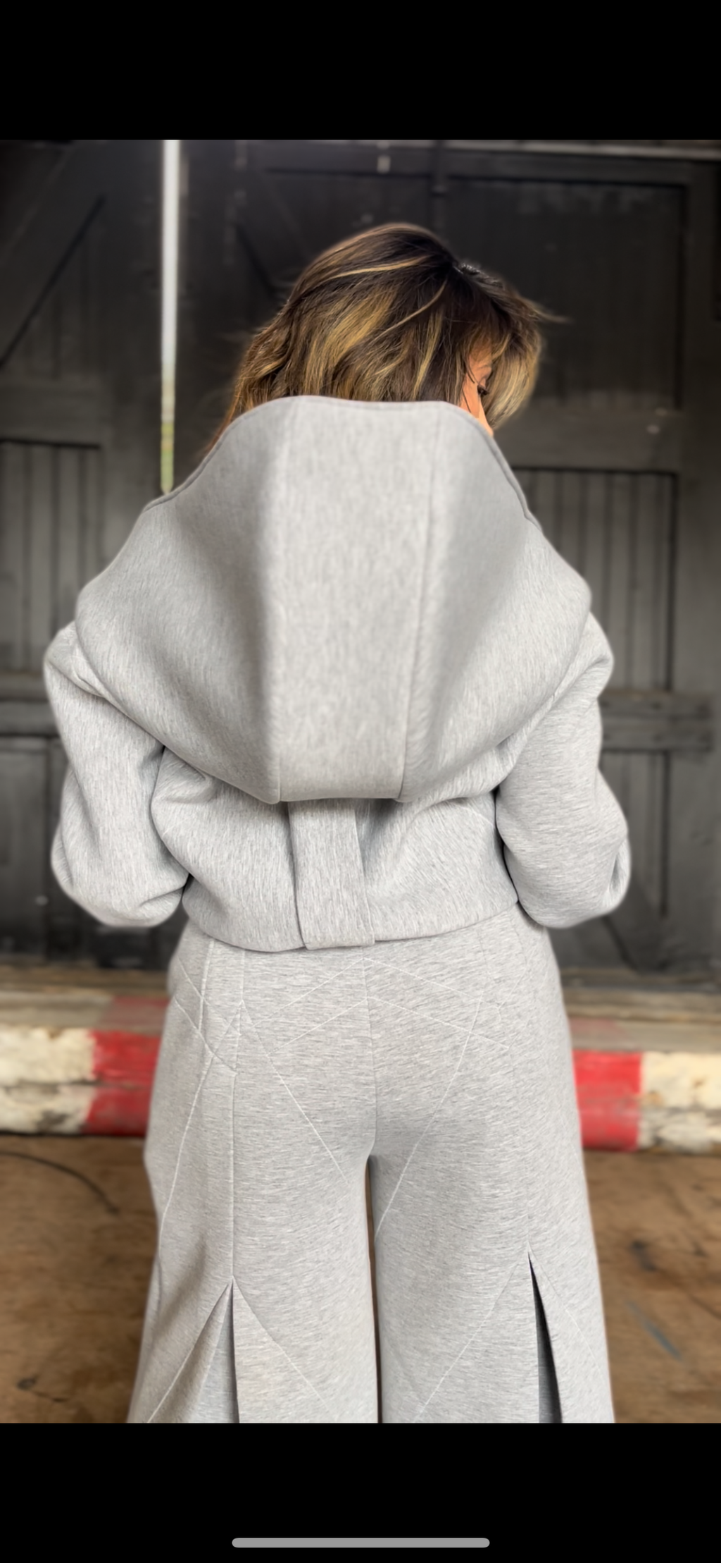 Grey quilted long culottes