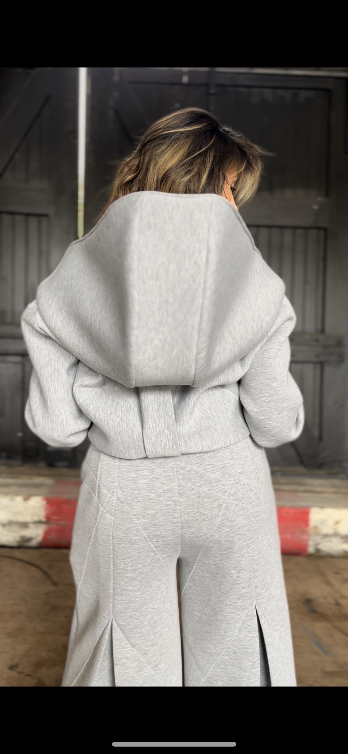 Grey quilted long culottes